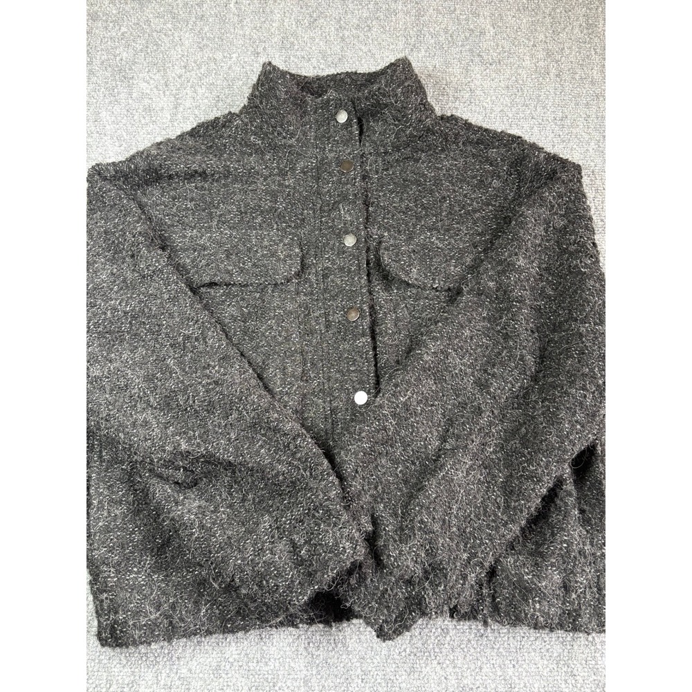 Michael Stars Charcoal Gray Wool Alpaca Blend Snap Front Jacket DPW06 Medium